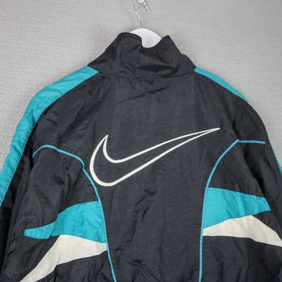 RARE Vintage Nike 1990s teal big swoosh wind breaker Made in USA Windbreaker - Picture 7 of 8